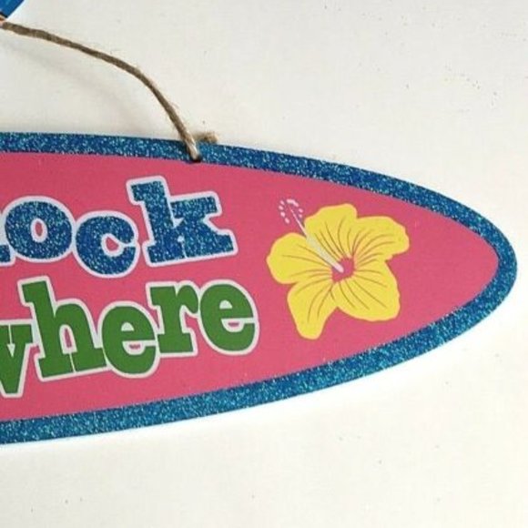IT'S 5 O'CLOCK SOMEWHERE Hibiscus Wood Sign Luau Tiki Bar Wall Island Decoration - Picture 11 of 11